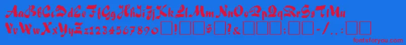 FiffelRegular Font – Red Fonts on Blue Background