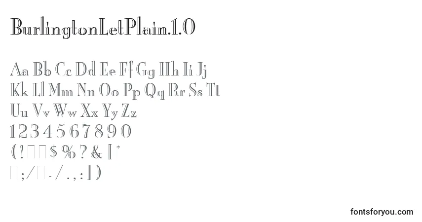 Шрифт BurlingtonLetPlain.1.0 – алфавит, цифры, специальные символы