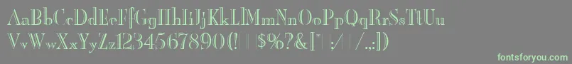 フォントBurlingtonLetPlain.1.0 – 灰色の背景に緑のフォント