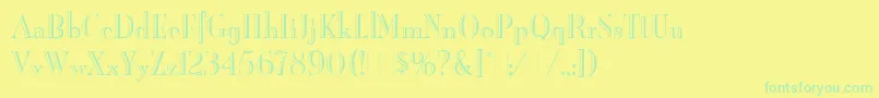 Fonte BurlingtonLetPlain.1.0 – fontes verdes em um fundo amarelo