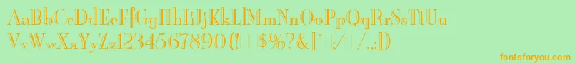 BurlingtonLetPlain.1.0-Schriftart – Orangefarbene Schriften auf grünem Hintergrund