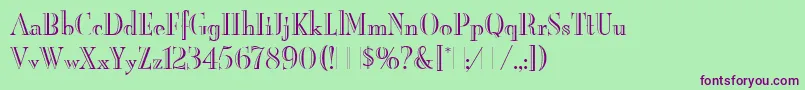 フォントBurlingtonLetPlain.1.0 – 緑の背景に紫のフォント