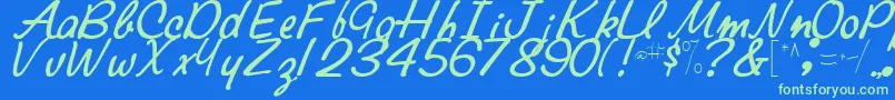 ElaineRegularTtstd Font – Green Fonts on Blue Background