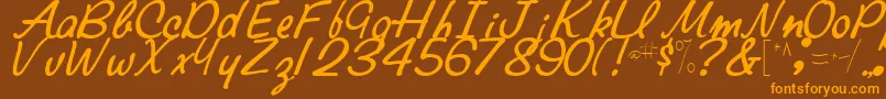 ElaineRegularTtstd-Schriftart – Orangefarbene Schriften auf braunem Hintergrund