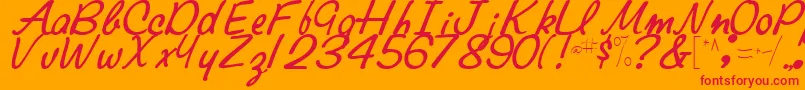 Fonte ElaineRegularTtstd – fontes vermelhas em um fundo laranja