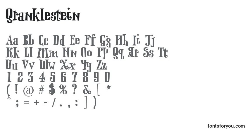 Шрифт Qranklestein – алфавит, цифры, специальные символы
