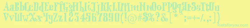 Qranklestein Font – Green Fonts on Yellow Background