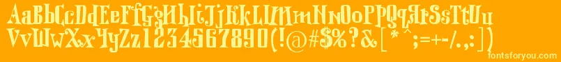 Qranklestein-Schriftart – Gelbe Schriften auf orangefarbenem Hintergrund