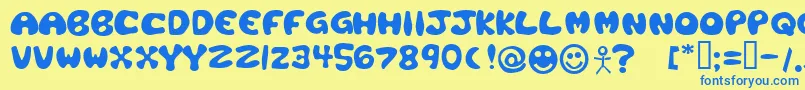 フォントPlast – 青い文字が黄色の背景にあります。