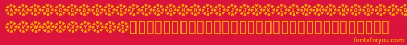 Czcionka KrWreathOfHearts – pomarańczowe czcionki na czerwonym tle