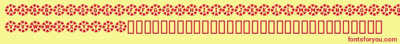 KrWreathOfHearts Font – Red Fonts on Yellow Background