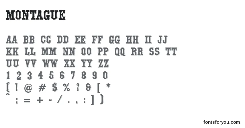 Montague-fontti – aakkoset, numerot, erikoismerkit