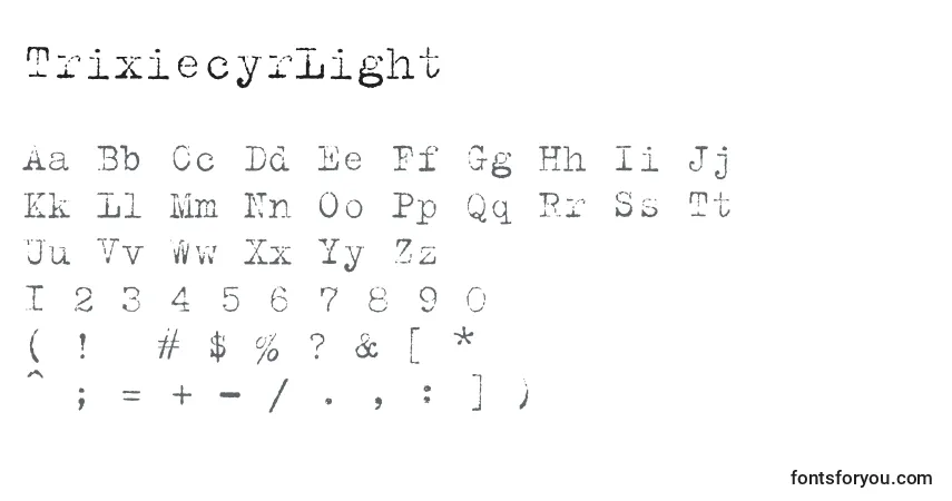TrixiecyrLight-fontti – aakkoset, numerot, erikoismerkit