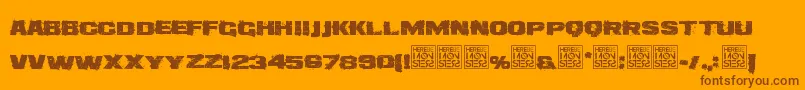フォントHbmDirteeBoxDonationware – オレンジの背景に茶色のフォント
