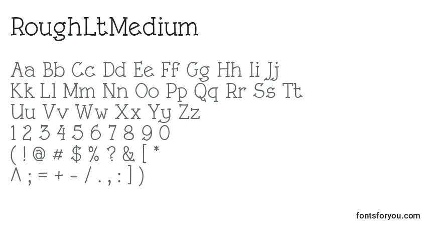 A fonte RoughLtMedium – alfabeto, números, caracteres especiais