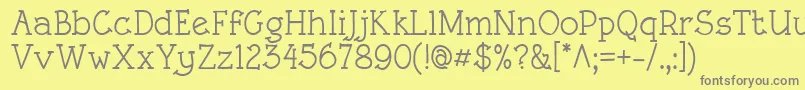 RoughLtMedium-fontti – harmaat kirjasimet keltaisella taustalla