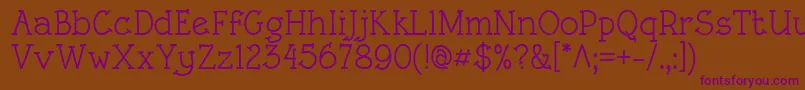 Czcionka RoughLtMedium – fioletowe czcionki na brązowym tle