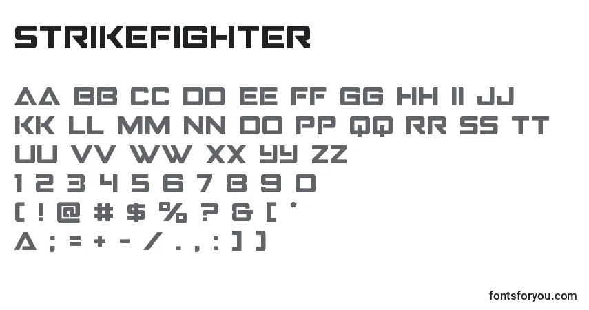 Шрифт Strikefighter – алфавит, цифры, специальные символы