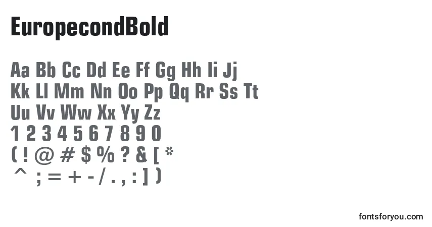EuropecondBold-fontti – aakkoset, numerot, erikoismerkit