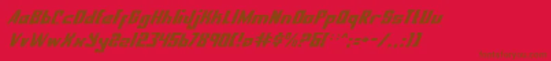 フォントNationalExpressItalic – 赤い背景に茶色の文字