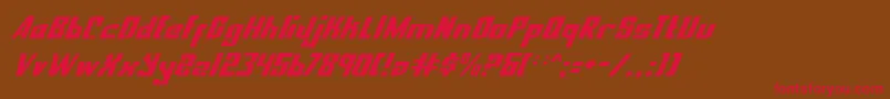 フォントNationalExpressItalic – 赤い文字が茶色の背景にあります。