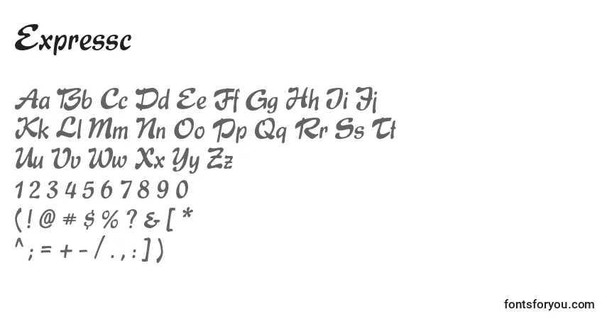 Czcionka Expressc – alfabet, cyfry, specjalne znaki