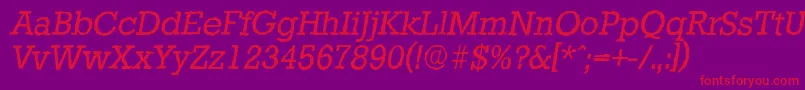Fonte StaffordantiqueItalic – fontes vermelhas em um fundo violeta