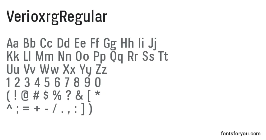 Fuente VerioxrgRegular - alfabeto, números, caracteres especiales