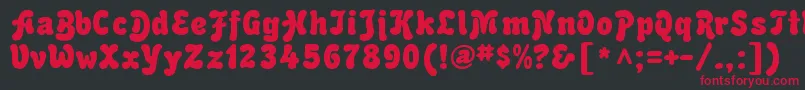 フォントAdvertRegular – 黒い背景に赤い文字