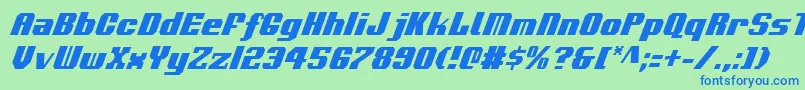 VoortrekkerCondensedItalic Font – Blue Fonts on Green Background