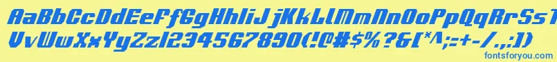 VoortrekkerCondensedItalic Font – Blue Fonts on Yellow Background