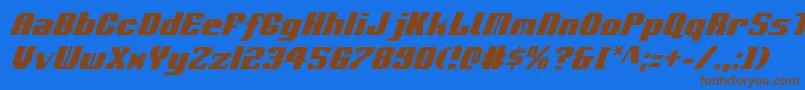 VoortrekkerCondensedItalic Font – Brown Fonts on Blue Background