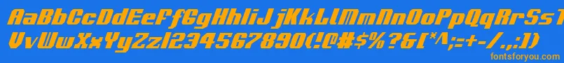 VoortrekkerCondensedItalic Font – Orange Fonts on Blue Background