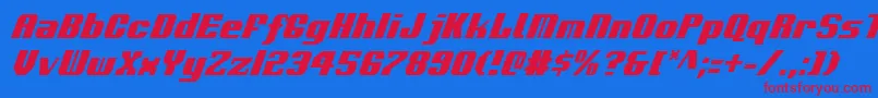 VoortrekkerCondensedItalic Font – Red Fonts on Blue Background