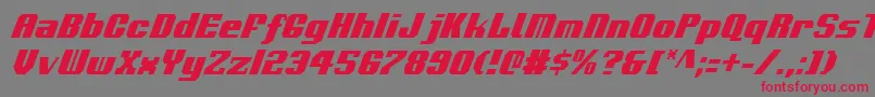 VoortrekkerCondensedItalic Font – Red Fonts on Gray Background