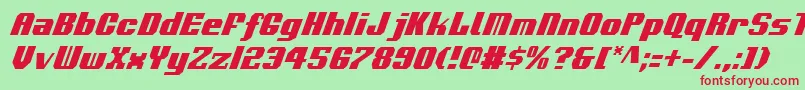 VoortrekkerCondensedItalic Font – Red Fonts on Green Background