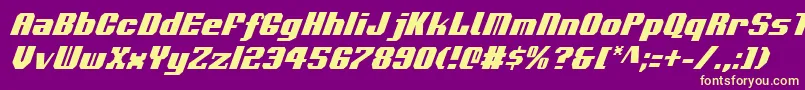 VoortrekkerCondensedItalic Font – Yellow Fonts on Purple Background