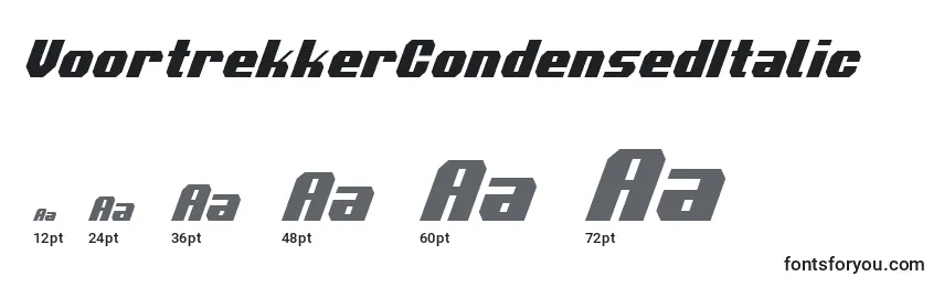 Размеры шрифта VoortrekkerCondensedItalic