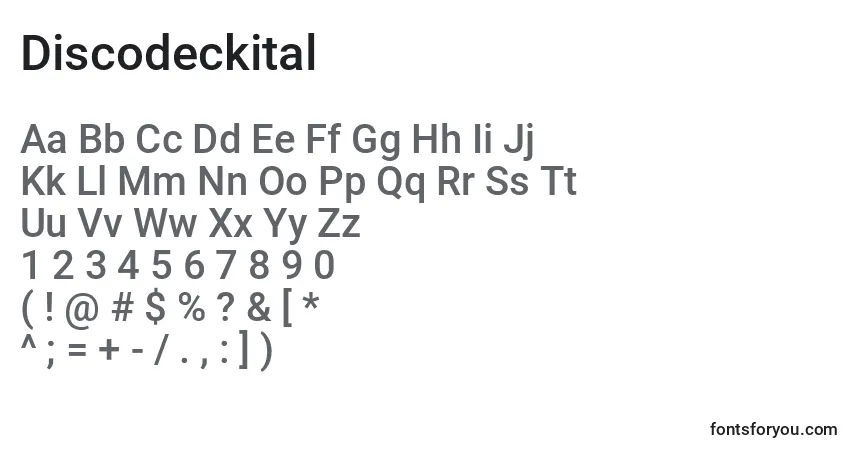 Discodeckital-fontti – aakkoset, numerot, erikoismerkit