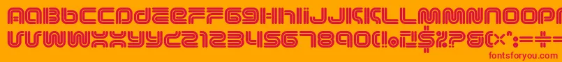 Vectroid1-Schriftart – Rote Schriften auf orangefarbenem Hintergrund