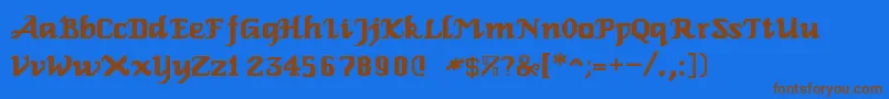 RelbeRoman-Schriftart – Braune Schriften auf blauem Hintergrund