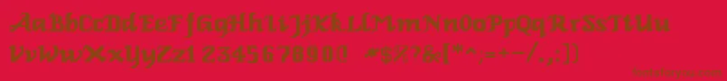 RelbeRoman-Schriftart – Braune Schriften auf rotem Hintergrund
