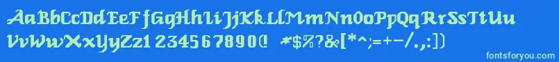 RelbeRoman Font – Green Fonts on Blue Background