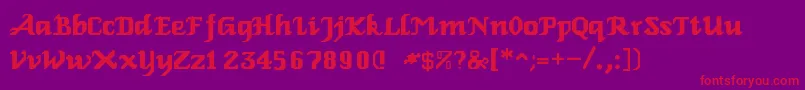 RelbeRoman-Schriftart – Rote Schriften auf violettem Hintergrund