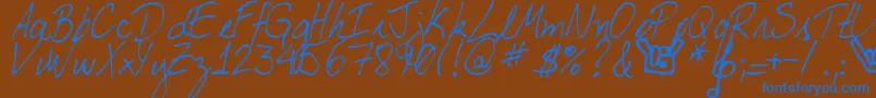 MyBoyfriendsHandwriting Font – Blue Fonts on Brown Background