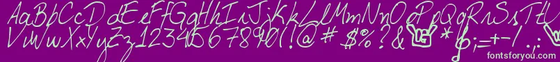 MyBoyfriendsHandwriting Font – Green Fonts on Purple Background