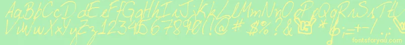 MyBoyfriendsHandwriting Font – Yellow Fonts on Green Background