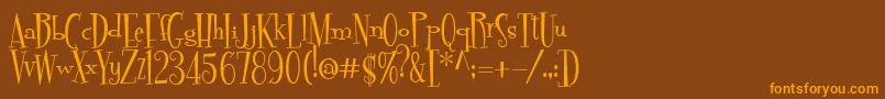 Pudelina-Schriftart – Orangefarbene Schriften auf braunem Hintergrund