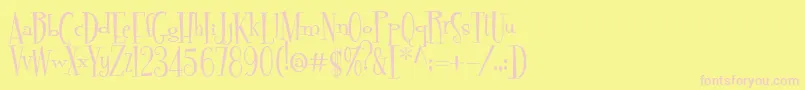 Pudelina-Schriftart – Rosa Schriften auf gelbem Hintergrund