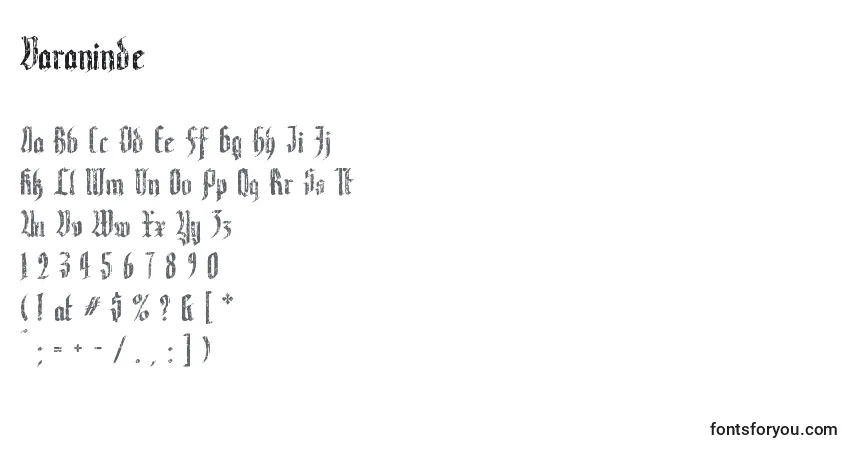 Fuente Varaninde - alfabeto, números, caracteres especiales